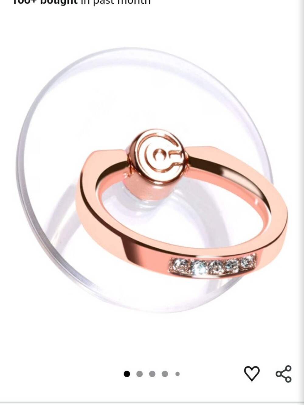 Rose Gold Crystal Accent Circular Phone Ring Holder